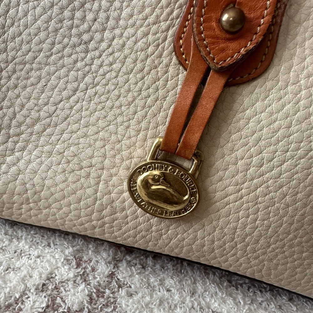 Vintage 1991 Dooney & Bourke AWL Satchel Original Receipt USA Cream Tan Leather - Picture 5 of 14